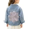 thumbnail image 2 of DJDLJWCJ Girls Denim Jacket (18M-12Y) Long Sleeve Button Down Girls Jean Jacket Cute Fall Winter Jacket for Toddler Kids Blue Size 2T, 2 of 10