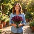 thumbnail image 6 of 10 Bundles 21 Heads Artificial Fall Flowers Faux Mums Fake Flowers Floral Arrangement for Indoor Outdoors Garden Home Wedding Thanksgiving Decor, 6 of 7