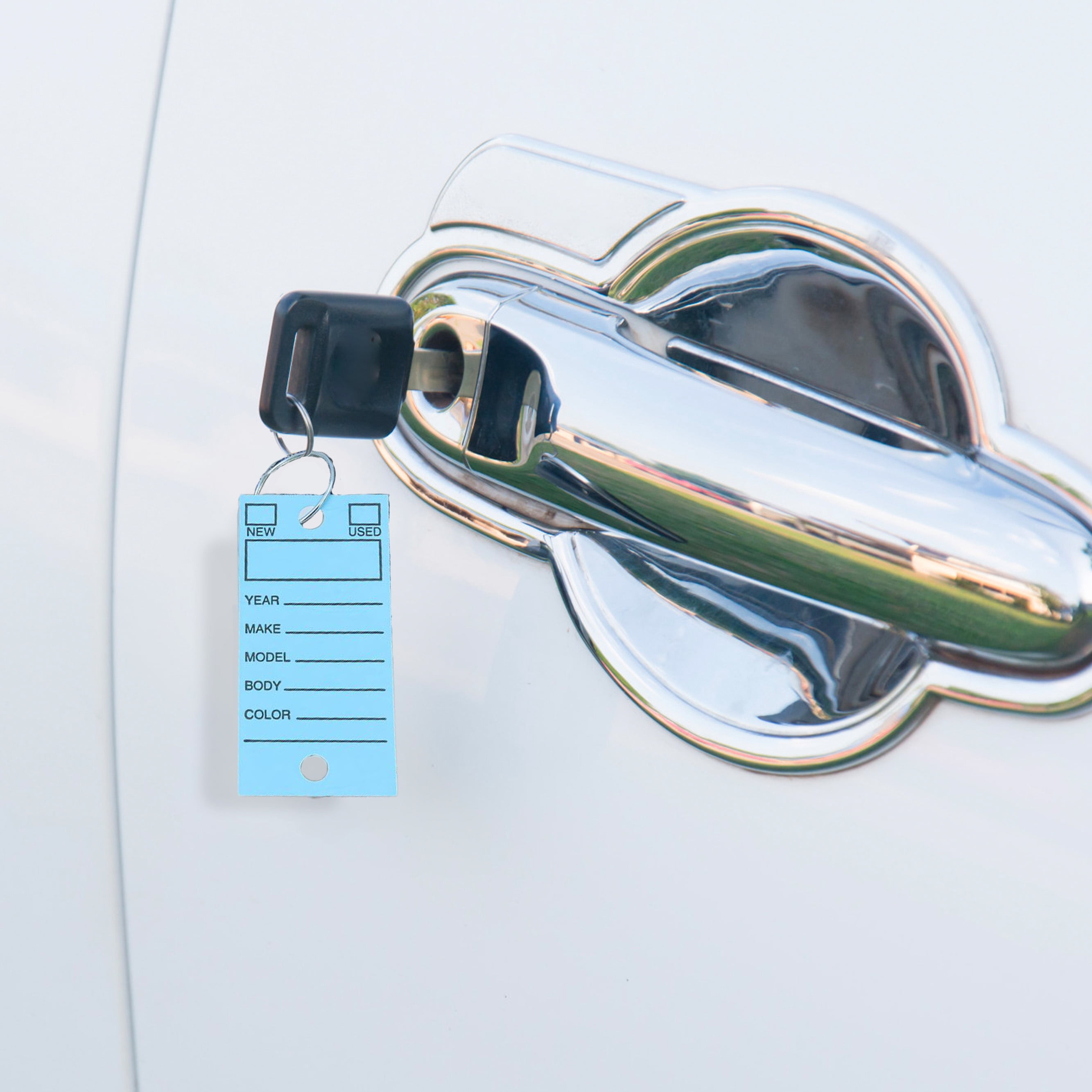 Laminated Key Tag - Blue - Key Rings Included - 1¼"W x 3"H - Box of 250- Light Blue Key Tags - Durable Key Tags with Labels for Dealerships - Key Ring Key Tag for Easy Identification and Organization