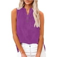 thumbnail image 6 of cocolona Womens Summer V Neck Button Tank Tops Casual Solid Sleeveless Shirts Lightweight Comfy T-shirt Blouses with Pockets Purple M, 6 of 7