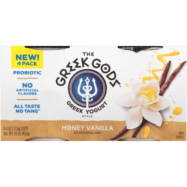 (4 Pack) The Greek Gods Honey Vanilla Greek Style Yogurt