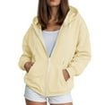 thumbnail image 2 of TTUHYWXI Womens Zip Up Hoodies Oversized Lightweight Comfy Cropped Sweatshirts with Pockets for Casual Everyday & Athletic Streetwear (Light Yellow, S), 2 of 9
