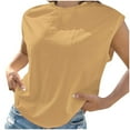 thumbnail image 2 of pimelu Womens Tops Womens Shirts Comfy Breathable Loose Cap Sleeve Workout Tee Tops Summer Trendy Solid Tees Ladies Round Neck Short Sleeve Shirts, 2 of 6