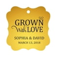 thumbnail image 1 of Darling Souvenir Grown With Love Personalized Fancy Frame Bonbonniere Wedding Party Favor Paper Tags-Metallic Gold-100 Tags, 1 of 1