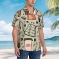 thumbnail image 3 of Qekee Coffee Makers Macaroons Chocolate Print Men's Short Sleeve Hawaiian Shirt, Classic Button-Down Beach Shirt, Casual Summer Shirt with Chest Pocket,Medium, 3 of 7