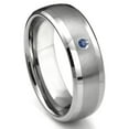 thumbnail image 1 of Titanium Kay Tungsten Carbide Sapphire Matte Finish Center Dome Men's Comfort Fit Wedding Band Ring with Bevel Edges Sz 11.0, 1 of 4