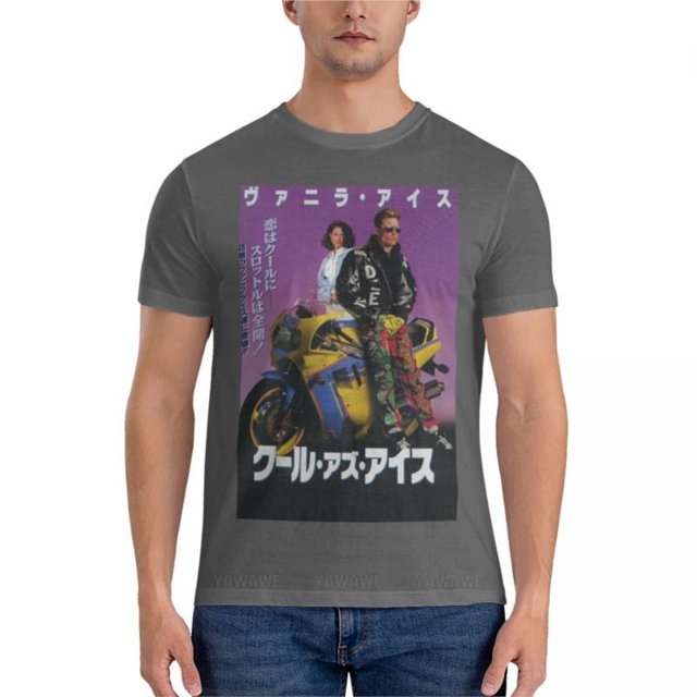 Camiseta clásica para hombre camisa negra con estampado de vainilla Ice: Cool as Ice grande y alto de verano