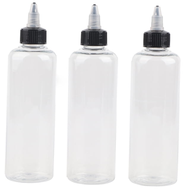 3 botellas de plástico vacías de 250 ml para tinta pigmentada de tatuaje, jabón verde, transparente.