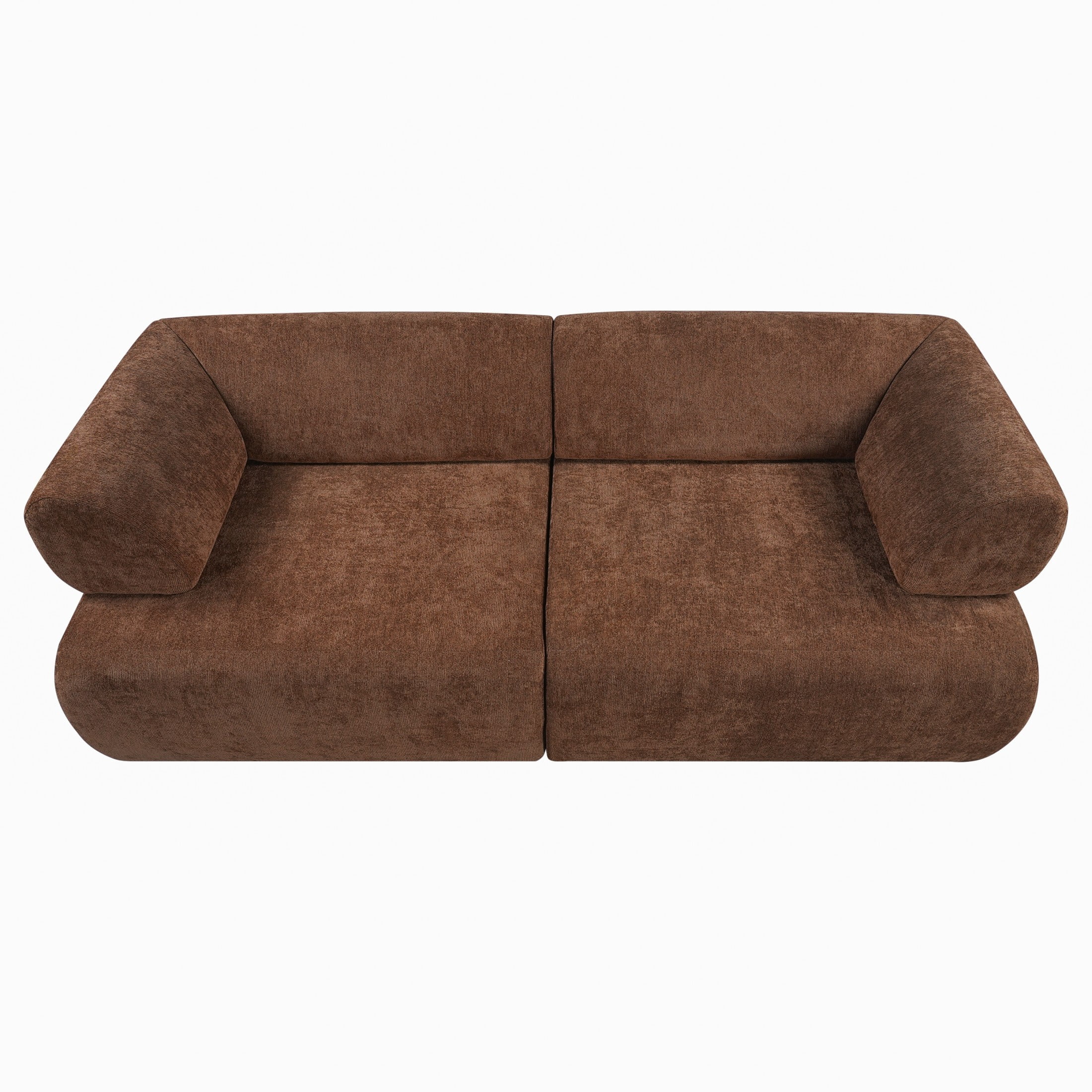 Christopher Knight Home 83" Minimalist Upholstered Sofa, 3-Seat Modular Couch with Round Arms, Mocha