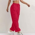 thumbnail image 6 of Up to 50% off Horkkom Sweatpants Women Wide Leg Solid Color Elastic Waist Drawstring Cargo Pants Casual Workout Sweat Pants with Pockets, 6 of 8