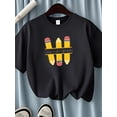 thumbnail image 1 of Girls' School-Themed Graphic T-Shirt with Pencil Design - Soft Knit Fabric for everyday & Special occasions - Casual Summer outfit for Kids (easy Care), School event attire, Medium Stretch Materi, 1 of 7