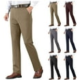 thumbnail image 2 of Pisexur Pantalon Habillé pour Hommes Coupe Classique devant Plat Pantalon de Travail pour Hommes Décontracté Confort Extensible Pantalon pour Hommes Coupe Ajustée Infroissable Pantalon Habillé pour Hommes P-4TG Bleu, 2 of 9