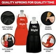 thumbnail image 4 of Prazoli His and Hers Aprons for Couples Mr Right Mrs Always Right Engagement and Bridal Shower Gift for Bride, Black & Red Apron Set of 2, 4 of 9
