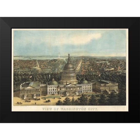 Vintage Maps 14x11 Black Modern Framed Museum Art Print Titled - Washington-DC 1871
