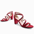 thumbnail image 4 of Sandalia DREAM PAIRS MADISON Roja de Gamuza con Tacón Bajo y Grueso 7.5, 4 of 9