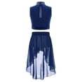 thumbnail image 2 of Hansber Kids Girls Lyrical Dance Outfit 2-Piece Sleeveless Rhinestones Crop Top with Skirt Leotard Dress Navy Blue 8, 2 of 3