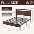 thumbnail image 2 of Bolvdo Full Size Bed Frame with Linen Storage Headboard, LED Light & Charging Station, Noise-Free, Vintage Brown, 2 of 7