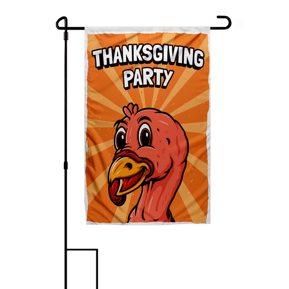 AGAS Happy Thanksgiving Garden Flag - Thanksgiving Party with Turkey Face, 18x12 Inch, 200D Nylon, Double Stitched, Durable and Vibrant for Outdoor Display