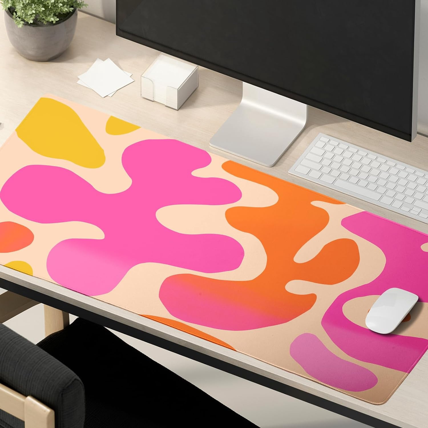 Pink Large Mouse Pad 35.4 x 15.8 Inch Modern Abstract Extended Gaming Mousepad Desk Mat for Desktop Desk Accessories for Women Non-Slip Desk Pad Keyboard Pad for Home Office Work Game Decor