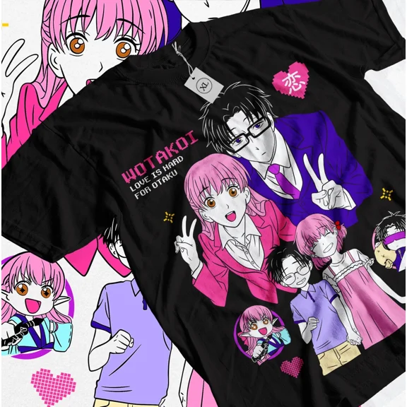 RARE Wotakoi T-shirt Love is Hard for Otaku Anime Girl Kawaii Shirt All Size