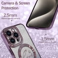 thumbnail image 2 of Magnetic Case  for iPhone 15 Pro Max Glitter Case Luxury Plating Love Heart Compatible with MagSafe Clear Case with Camera Protector Protection Shockproof Cover for Women Girls-Purple, 2 of 12