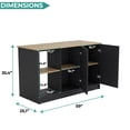 thumbnail image 3 of Juniper Kitchen Island with Large Top Surface, Double Door Cabinet, and Open Shelves Black / Macadamia, 3 of 7