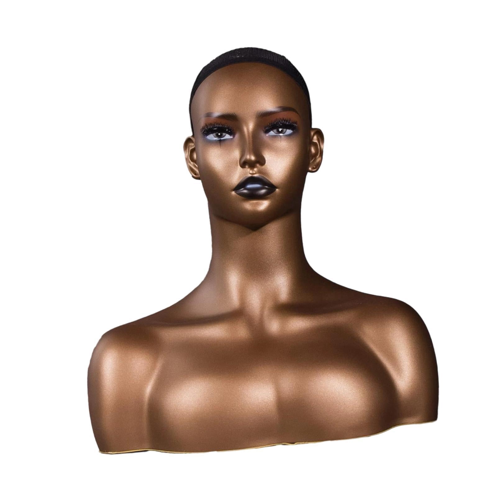 Serenable Realistic Female Mannequin Head Holder Professional Earring Necklace Holder Stand Manikin with Shoulder for Earrings Hats