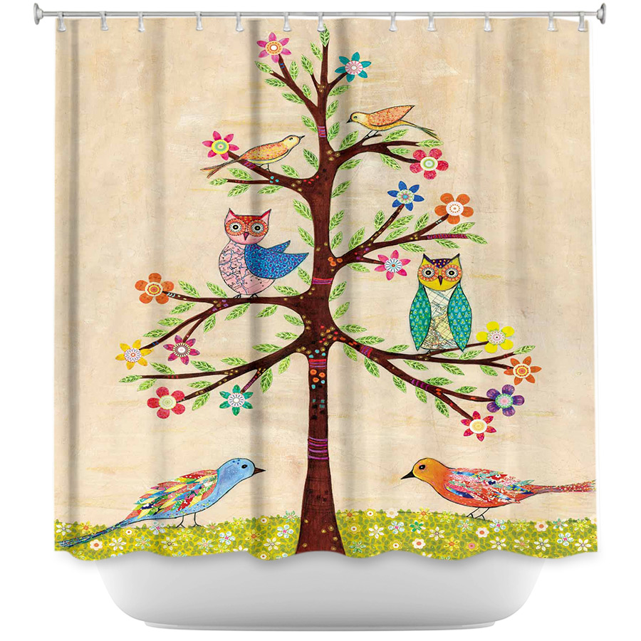 DiaNoche Designs Unique Bathroom Shower Curtains by Sascalia Owl Bird