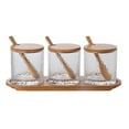 thumbnail image 3 of COSMOBETTY 1 Set Hammered Pattern Glass Condiment Jar Bamboo Lid For Cooking Enthusiasts 29x12cm, 3 of 8