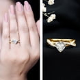 thumbnail image 3 of Rosec Jewels Moissanite Heart Shaped Engagement Ring 1 Carat - Crossover Ring for Women - 7 mm - D-VS1 Quality Certified, 18K Yellow Gold, US 10.00, 3 of 9