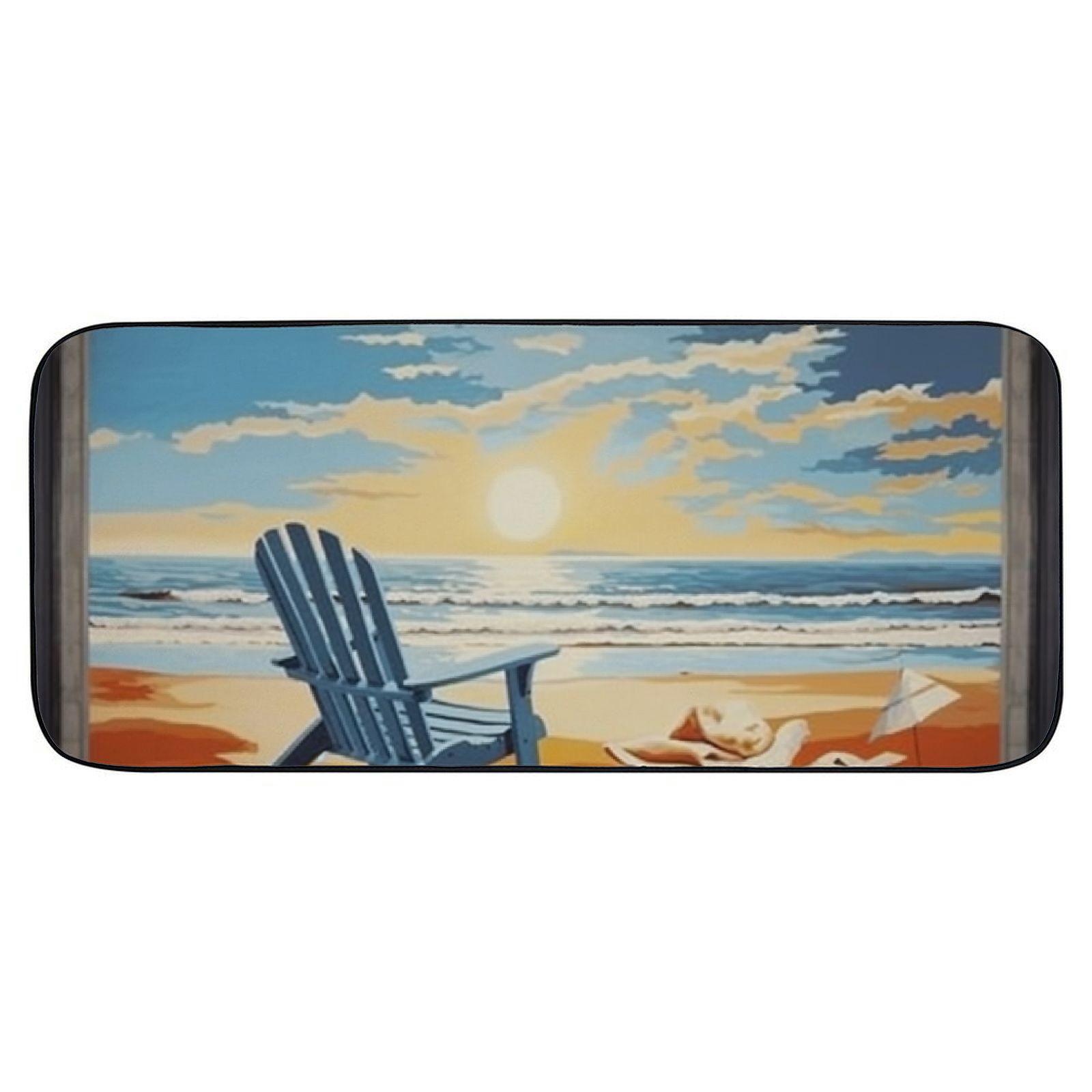 PHYHOO Summer Coastal Beach Door Mat, Ocean Cottage Shell Welcome Doormat Decorative Home Floor Mat, Non Slip Rubber Back and Water Absorption for Outdoor Indoor Entrance Decor 19.68*47.24 in