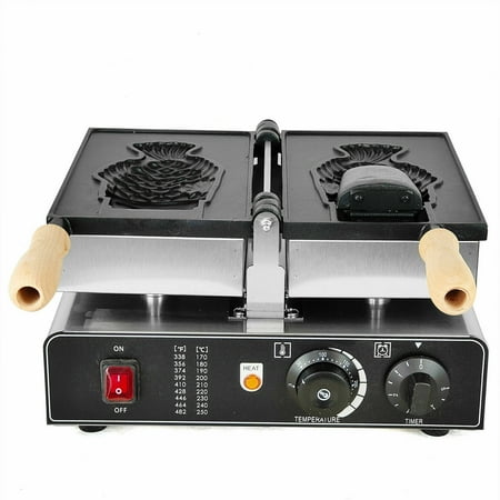 

1400W Commercial Fish-Shaped Waffle Maker Stainless Steel Ice Cream Bread Machine Time & Temperature Control 0~5 Minutes 50~300℃ Non-stick Pans