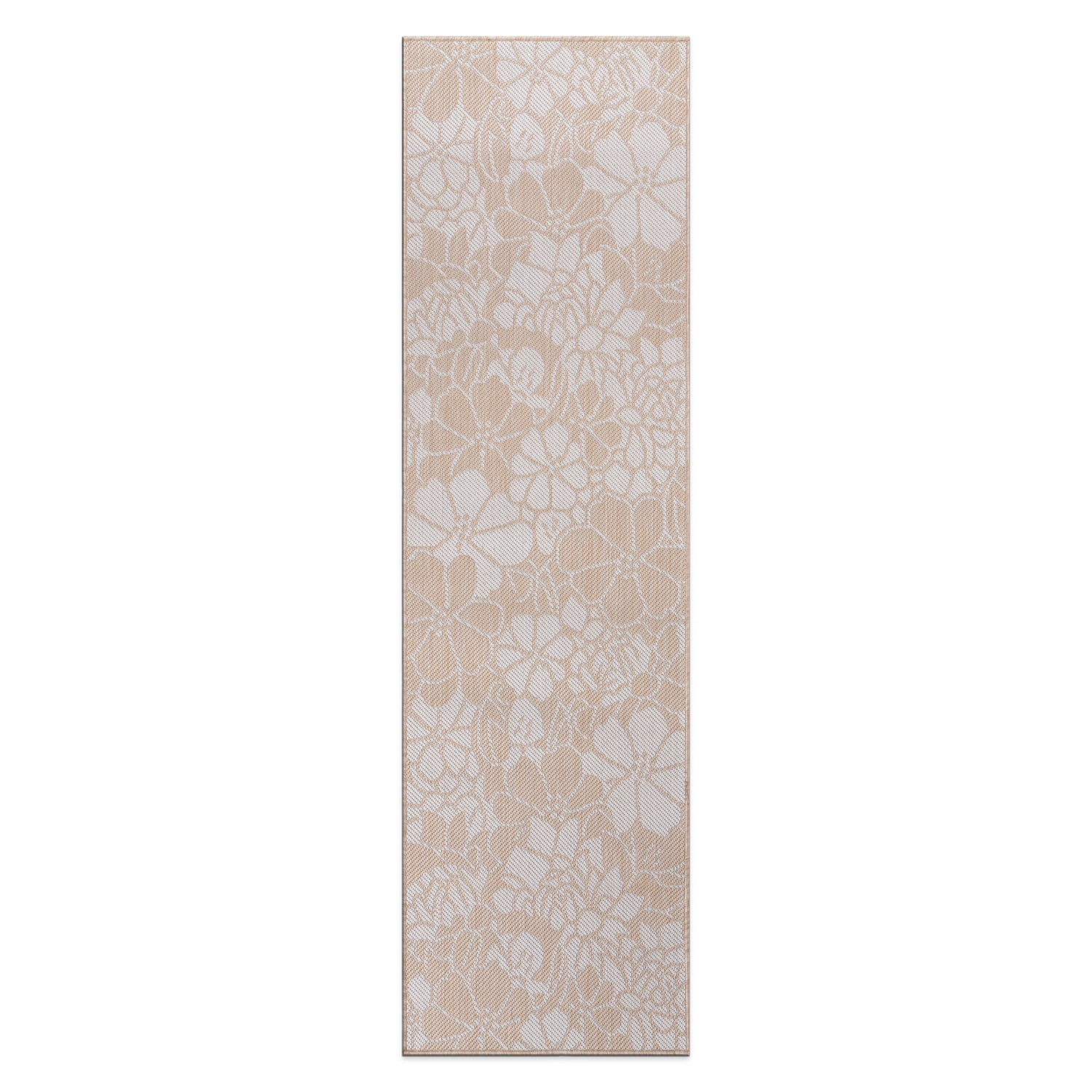 World Rug Gallery Modern Floral Flowers Textured Flat Weave Indoor/Outdoor Area Rug - NATURAL 2'x7'