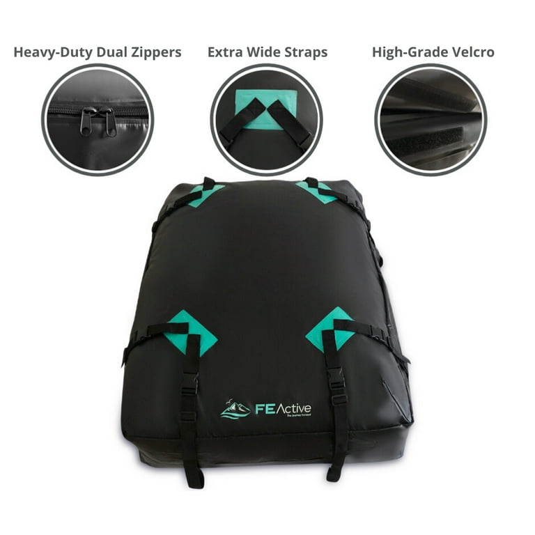 FE Active Cargo Rooftop Carrier 100 Waterproof 15 cubic ft. Roof Dry Bag Heavy Duty Car SUV Roof Top Luggage Storage Cargo Carrier W Straps Road Trips Camping Travel