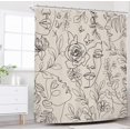 thumbnail image 2 of Abstract Face Shower Curtain for Bathroom Decor 72Wx72H Black Lines Women Face Floral Butterfly Silhouette Aesthetic Minimalist Art Printed Fabric Polyester Waterproof 12 Pack Plastic Hooks, 2 of 6