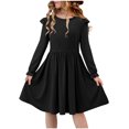 thumbnail image 2 of Cethrio Girls Casual Dresses, Long Sleeve School Crew Neck Mid-length Spring Dresses Black Size 13-14 T, 2 of 6