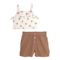 thumbnail image 2 of Wonder Nation Girls Ruffle Tank Top and Shorts, 2-Piece Casual Outfit Set, Sizes 4-18 & Plus, 2 of 6