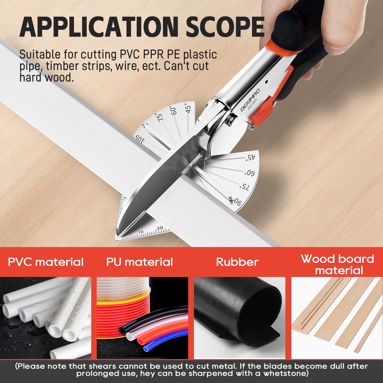 DEXIMRO Multi Angle Miter Shear Cutter, Adjustable 45-135¬∞ + 2