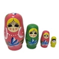 thumbnail image 3 of HILABEE 4 Piece Russian Nesting Dolls Dolls Traditional Handmade Wooden Toys, Stackable, pink, 3 of 9