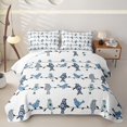 thumbnail image 2 of jejeloiu Whimsical Bird Quilt Full For Men Women,Branch Pattern Full Bedspread Sets,Blue White,3 Pieces, 2 of 7