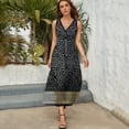 thumbnail image 3 of Greek Key Ornate Black & Gold Dress Fashion Boho Beach Long Dresses Female Party Printed Maxi Dress, 3 of 9
