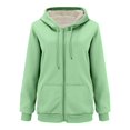 thumbnail image 4 of Women's Plush Lined Zip Up Hoodie, Thick Fleece Hooded Jacket, Winter Warm Pullover, Casual Long Sleeve Outerwear, Soft Cozy Sweatshirt, Cold Weather Hoodie with Pockets Light Green XL, 4 of 4