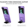 thumbnail image 3 of Case for Samsung Galaxy Z Flip 5, [Adjustable Bracket] Shockproof PC Shell with Lens Protection Galaxy Flip 5 Phone Case, Purple, 3 of 14