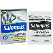 2 Pack Salonpas Lidocaine Maximum Strength Pain Relieving Gel-Patch (6 Each Box)