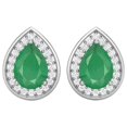 thumbnail image 1 of 7x5mm Poire Forme Émeraude 925 Argent Sterling Solitaire Classique Femmes Mariage Stud Boucle d'Oreille, 1 of 4
