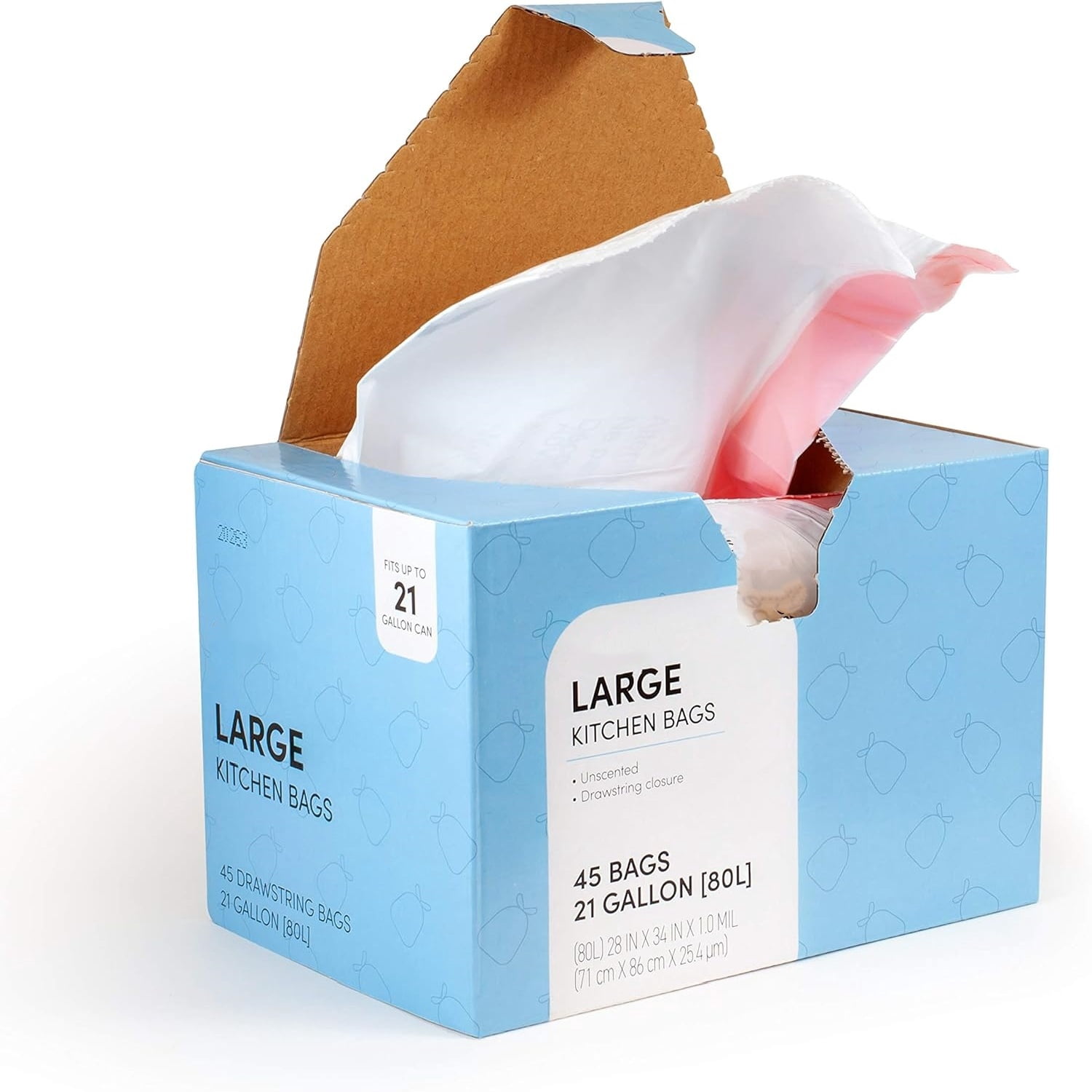 21 Gal / 80 Liter | Drawstring Closure Trash Bag(UNSCENTED, 90 BAGS)