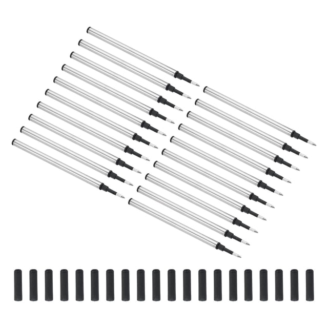 Uxcell 1mm Pen Ink Refills, 20 Pcs Ballpoint Refill Medium Point Metal Compatible Replacement for Writing Office, Black