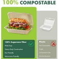 thumbnail image 3 of Airdown Compostable Clamshell Food Containers for Takeout - Heavy-Duty Quality. Made from Natural Sugar Cane Fibers, Eco-Friendly & Biodegradable. [9X9", 50-Pack], 3 of 6