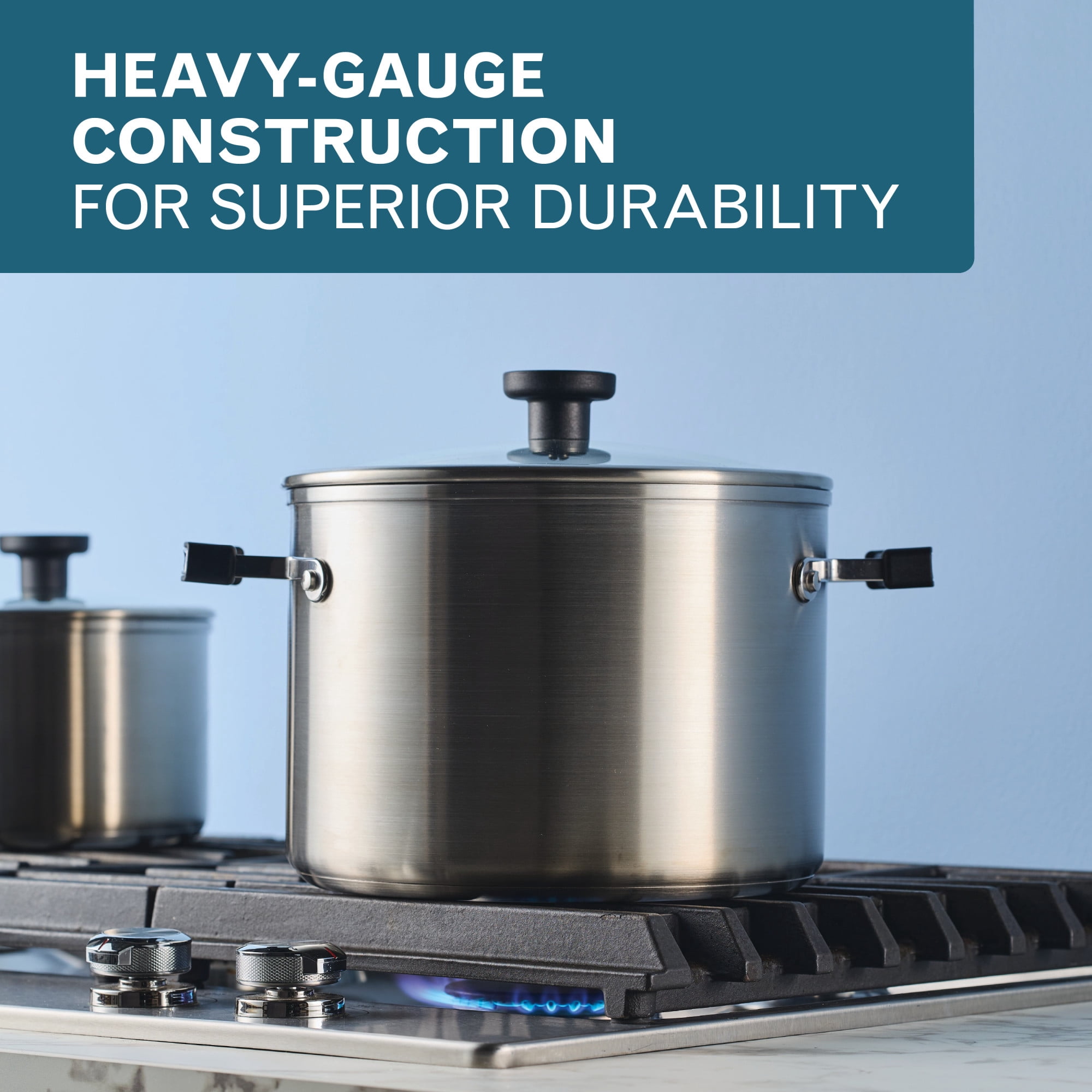 Farberware TrueCook Stainless Steel Induction Stockpot with Lid, 8-Quart, Silver