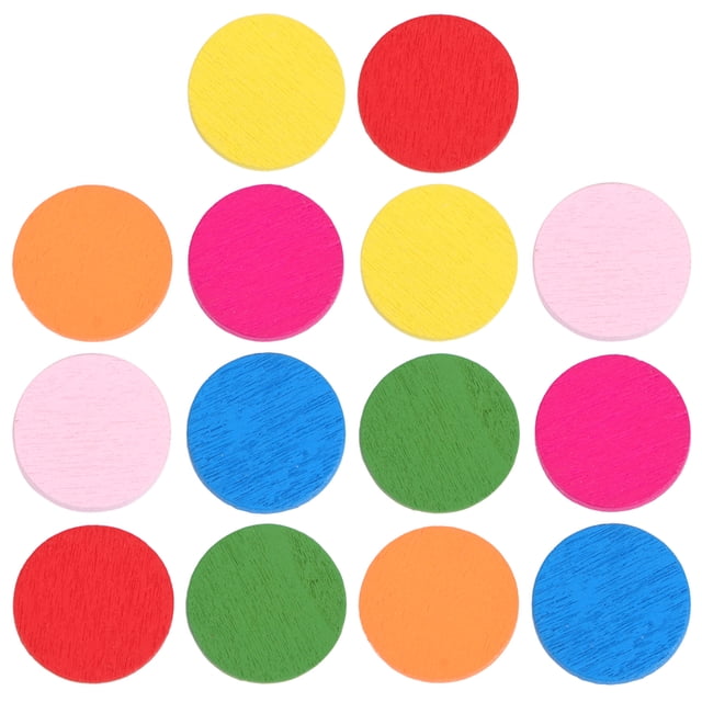 SHISUYAN 100pcs Round Wood Piece Colorful Disc Learning Tools Pupils Mathematics Teaching Aids for Kid Child Girl (Mixed Color)